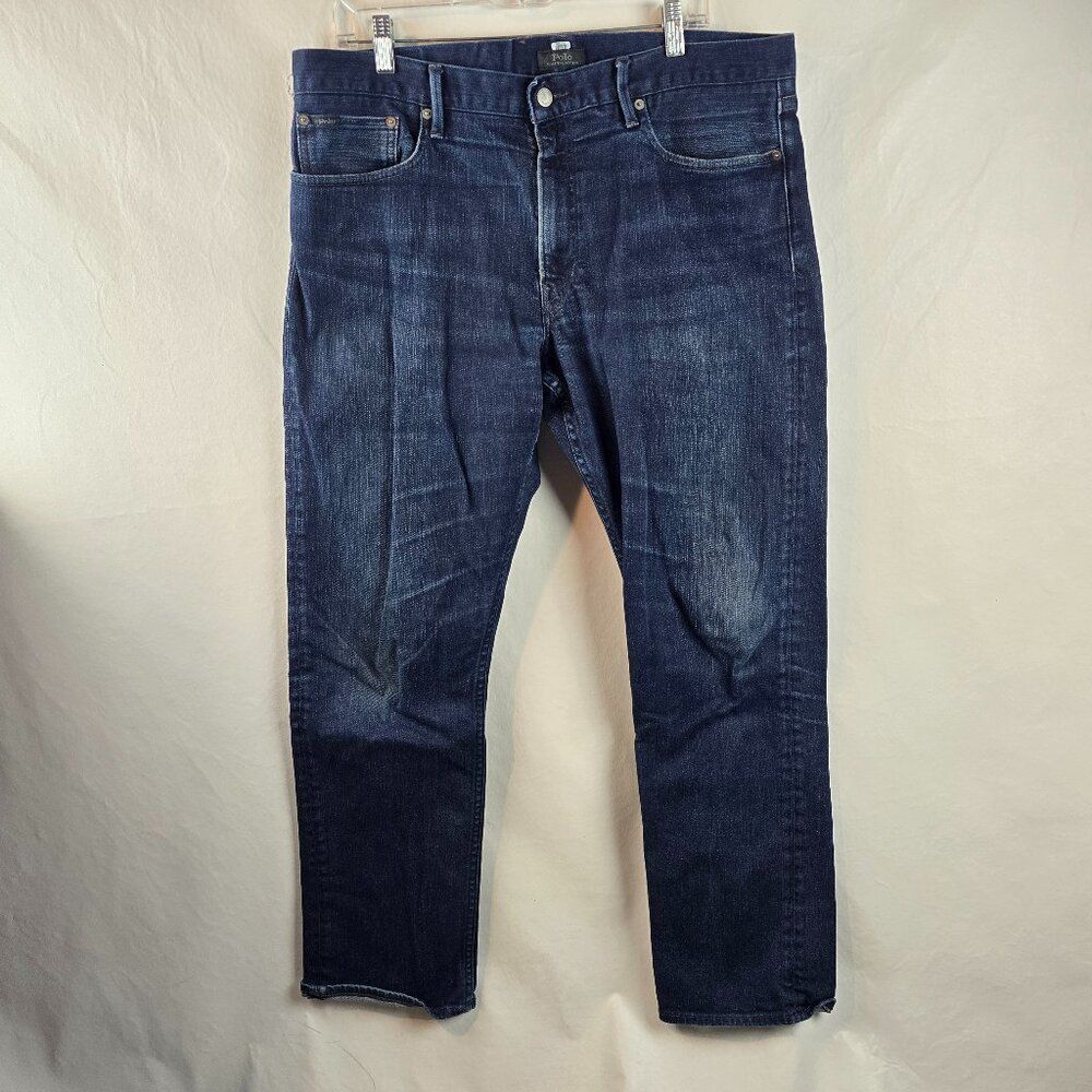 Polo Ralph Lauren Jeans Mens 36x30  Blue Dark Wash Straight Fit Denim Classic